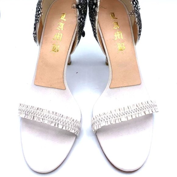 NWB-L.A.M.B Lesley Feather Heels White 9.5 With Dust Bag & Original Box - Picture 4 of 8
